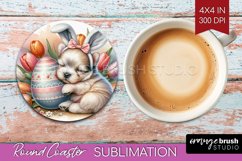 Easter Dog Round Coaster - Cute Puppy Coaster PNG Product Image 1