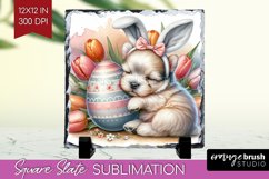 Easter Dog Slate PNG - Cute Puppy Square Slate Sublimation Product Image 1