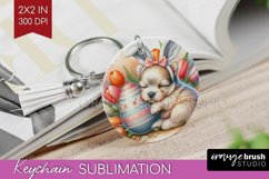 Easter Dog Keychain PNG - Cute Puppy Keychain Sublimation Product Image 1