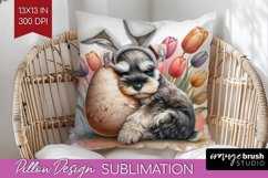 Easter Dog Pillow Sublimation - Cute Puppy Pillow Cover PNG Product Image 1