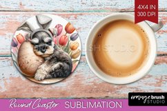 Easter Dog Round Coaster - Cute Puppy Coaster PNG Product Image 1