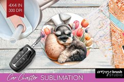 Easter Dog Car Coaster - Cute Puppy Coaster PNG Sublimation Product Image 1