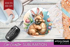 Easter Dog Car Coaster - Cute Puppy Coaster PNG Sublimation Product Image 1