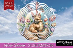 Easter Dog Wind Spinner Sublimation PNG - Cute Puppy Round Product Image 1