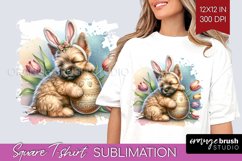 Easter Dog Square Tshirt Background - Cute Puppy PNG Product Image 1
