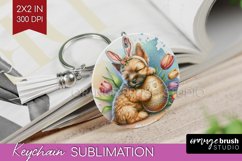 Easter Dog Keychain PNG - Cute Puppy Keychain Sublimation Product Image 1