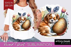 Easter Dog Round Tshirt Background - Cute Puppy PNG Product Image 1
