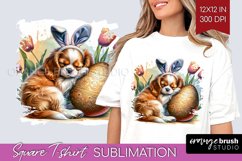 Easter Dog Square Tshirt Background - Cute Puppy PNG Product Image 1