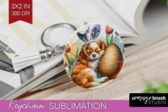 Easter Dog Keychain PNG - Cute Puppy Keychain Sublimation Product Image 1