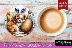 Easter Dog Round Coaster - Cute Puppy Coaster PNG Product Image 1