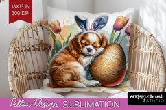 Easter Dog Pillow Sublimation - Cute Puppy Pillow Cover PNG Product Image 1