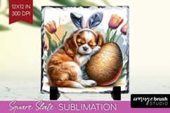 Easter Dog Slate PNG - Cute Puppy Square Slate Sublimation Product Image 1