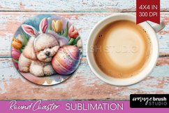 Easter Dog Round Coaster - Cute Puppy Coaster PNG Product Image 1