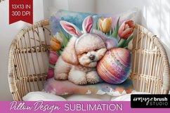 Easter Dog Pillow Sublimation - Cute Puppy Pillow Cover PNG Product Image 1