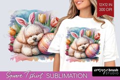 Easter Dog Square Tshirt Background - Cute Puppy PNG Product Image 1