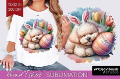 Easter Dog Round Tshirt Background - Cute Puppy PNG Product Image 1