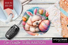 Easter Dog Car Coaster - Cute Puppy Coaster PNG Sublimation Product Image 1