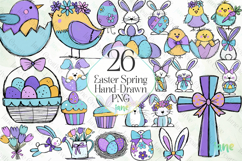 Easter Spring Hand-Drawn PNG Clipart Bundle Product Image 1