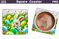 Easter Bunny Square Coaster | Rabbit Eggs Coaster Product Image 1