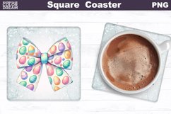 Easter Bow Square Coaster | Easter Eggs Coaster Product Image 1