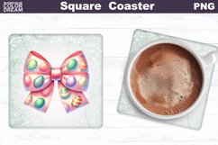 Easter Bow Square Coaster | Easter Eggs Coaster Product Image 1