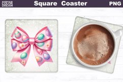Easter Bow Square Coaster | Easter Eggs Coaster Product Image 1