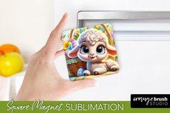 Easter Square Magnet PNG - Cute Easter Lamb Sublimation PNG