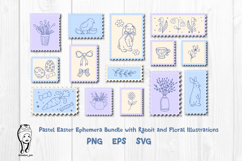 Pastel Easter Ephemera Bundle with Rabbit and Floral Illustr Product Image 1