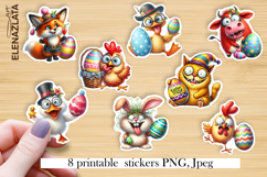 Stickers with cute animals. Children's stickers. Easter Product Image 1