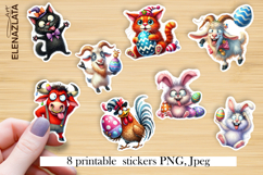 Stickers with cute animals. Children's stickers. Easter Product Image 1