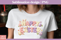 Happy Easter Sublimation Stitched letters Faux embroidery Product Image 1