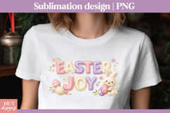 Easter Joy Bunny sublimation Stitched letter Faux embroidery Product Image 1