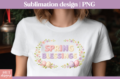 Spring Blessings sublimation Stitched letter Faux embroidery Product Image 1