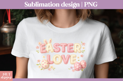 Easter Love sublimation Stitched letter Faux embroidery Product Image 1