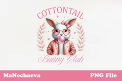 Vintage Coquette Bunny Club Aesthetic PNG Sublimation Product Image 3