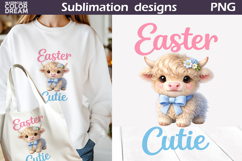 Cute Animals Easter | Highland Cow Egg Sublimation Product Image 1