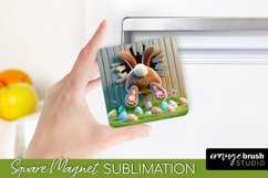 Easter Sublimation Magnet - Square Fridge Magnet with Bunny
