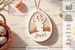 3D Easter Tag Laser Cut. Personalized Gift Tag SVG Product Image 1