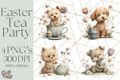 Springtime Baby Animal Clipart PNG, Cute Tea Party Bunnies Product Image 1