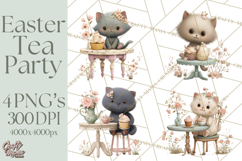 Springtime Baby Animal Clipart PNG, Cute Tea Party Bunnies Product Image 1