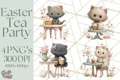 Springtime Baby Animal Clipart PNG, Cute Tea Party Bunnies Product Image 1