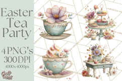 Springtime Baby Animal Clipart PNG, Cute Tea Party Bunnies Product Image 1