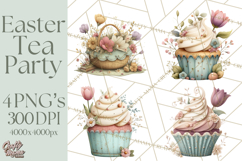 Springtime Baby Animal Clipart PNG, Cute Tea Party Bunnies Product Image 1
