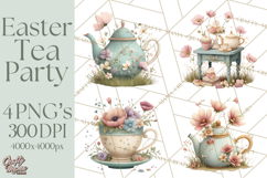 Springtime Baby Animal Clipart PNG, Cute Tea Party Bunnies Product Image 1