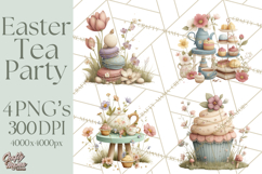 Springtime Baby Animal Clipart PNG, Cute Tea Party Bunnies Product Image 1