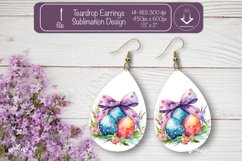Easter earrings sublimation Easter egg teardrop earring png Product Image 1