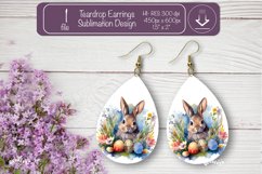 Easter earrings sublimation Easter bunny teardrop earring Product Image 1