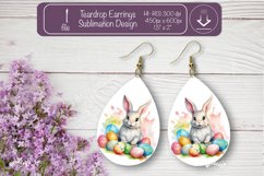 Easter earrings sublimation Easter bunny teardrop earring Product Image 1