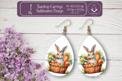 Easter earrings sublimation Easter bunny teardrop earring Product Image 1