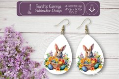 Easter earrings sublimation Easter bunny teardrop earring Product Image 1